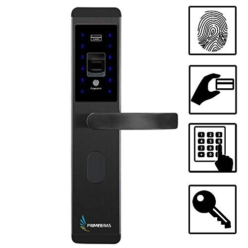 FECHADURA DIGITAL BIOMÉTRICA ELETRÔNICA PRIMEBRAS 4 TRANCAS P5000 + SENHA + TAg´s