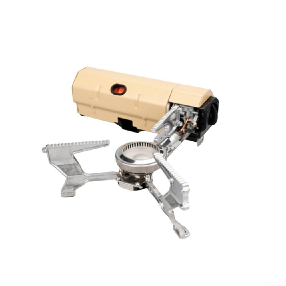 Estufa de gas plegable portátil para camping, quemador de casete de butano de 2600 W con bolsa de transporte para cocinar al aire libre, mochilero, pesca, caqui (metros blanco)