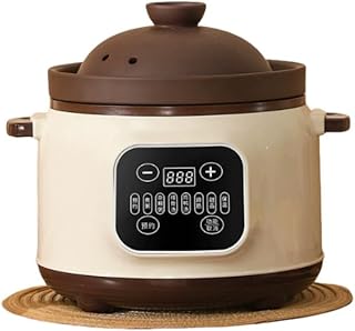 電気鍋 紫砂土鍋 1-2人用 1.8L スロークッカー 24時間予約 自動調理 おかゆメーカー 110V 安全設計（19.5×19.5×22cm） (3.8L 紫砂 + 蒸し器)