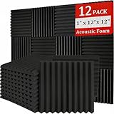 Saiqiang 12 Pack Akustikschaumstoff, Akustikschaumstoff Platten Wand Schalldämmung Akustikpaneele Schallschutzmatte Hoher Dichte Schaumstoffplatte 30x30x2.5 cm