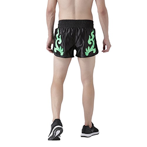 Image of USI Universal Muay Thai Shorts for Men Women, 410NG Boxing Kickboxing MMA Fight Clothing Training Workout Trunks (in, Alpha, S, Regular, Black /Green)