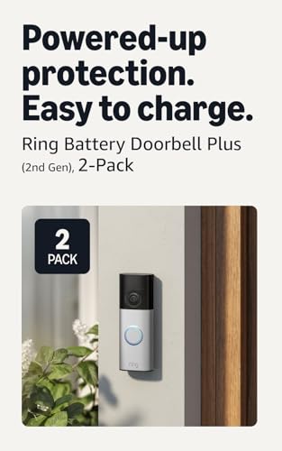 Image of Ring Battery Doorbell Plus (newest model), Retinal 2K with wide-angle video, up to 6x Enhanced Zoom, Night Vision, and Quick Release Battery Pack, 2-pack Nickel Silver