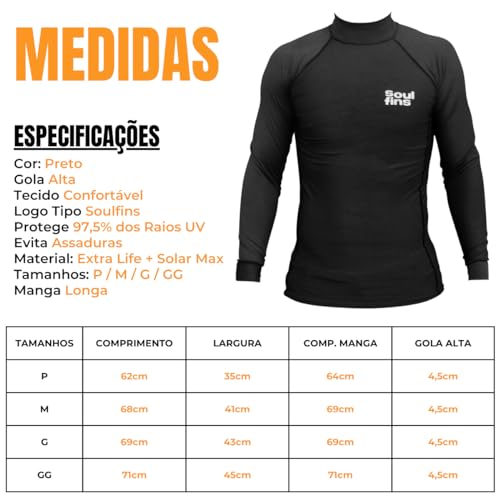Camisa Lycra Surf Esportiva Soulfins Proteção Solar Camisa Para Esportes Ao Ar Livre e Aquático - CA