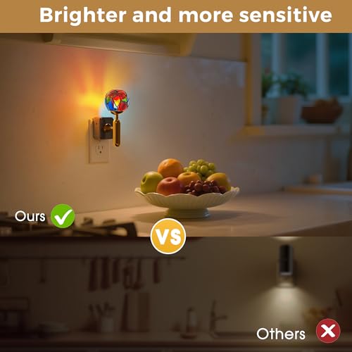 Image of L LOHAS LED Night Light Plug in with Stepless Dimming, Vintage Stained Glass Nightlight with Dusk to Dawn Sensor, Aesthetics Plug in Night Lights for Home Decor