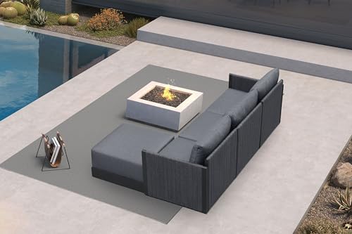 Image of PURPLE LEAF Patio Conversation Set 4-Piece w /Ottoman Deep Seating, Gray
