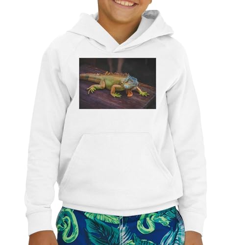 Sweat à capuche enfant iguane vert haut de gamme finition premium durable