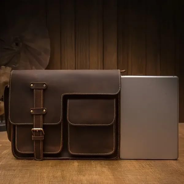 Bolso Mensajero Vintage de Cuero para Tablet para Hombre miniatura 2