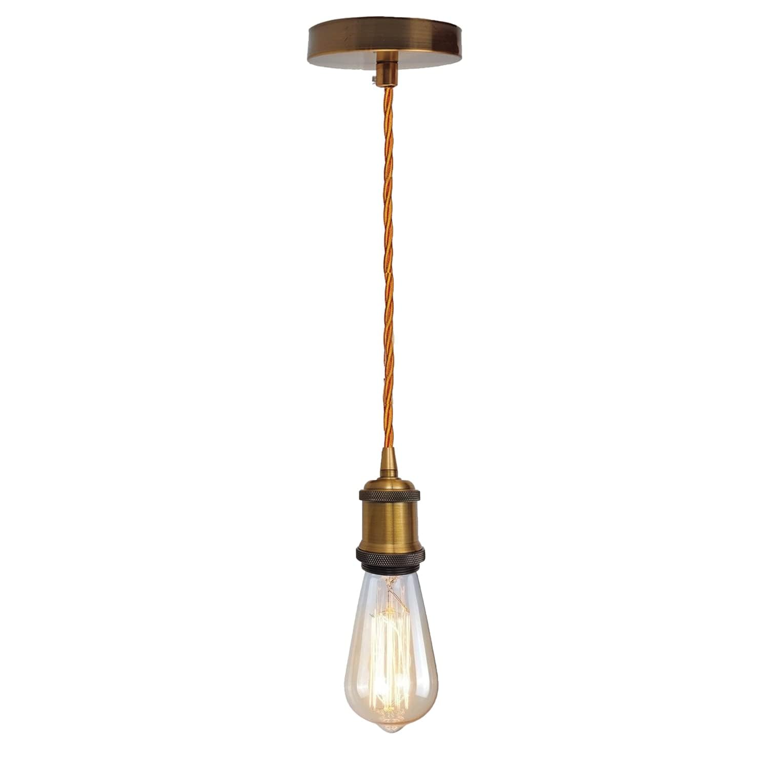 LEDSone Vintage Yellow Brass E27 Pendant Light Fitting