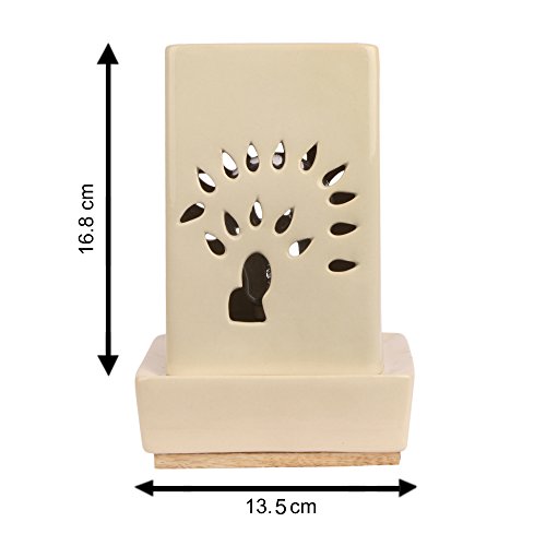 Image of Indian Fragrance Ceramic Electric Aroma Diffuser Lamp| Oil Burner Night Lamp for Home, Bedroom & Office | Decorative Fragrance Diffuser with Warm Light (Brown, Rose)