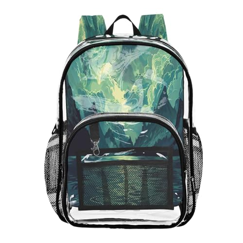 Mochila transparente resistente con múltiples bolsillos viaje