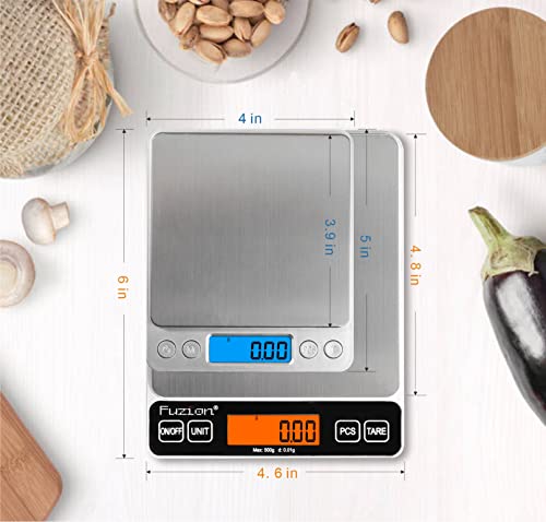 Fuzion Digital Kitchen Scale 500G/0.01G Mini Food Scale Small Jewelry Scale Waterproof Digital Scale Usb Powered Gram Scales Lcd Display Stainless Steel For Ingredients Jewelry Coffe Food #TOP1