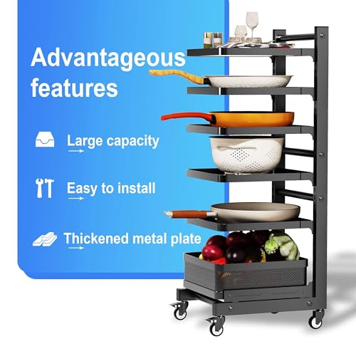 Miniatura 4 de Supfirm Estante Multifuncional Ajustable De 6 Niveles Para Sartenes Y Ollas Para Gabinete, Organizador De Suelo, Organizador De Ollas Para Organización Y Almacenamiento De Cocina, Organizador De Tapa