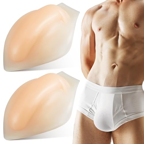 2 Pcs Bulge Enhancer Men Silicone Enlarge Front Pouch Pad 3D Bulge Enhancing Underwear Cup for Swimming Boxer Brief