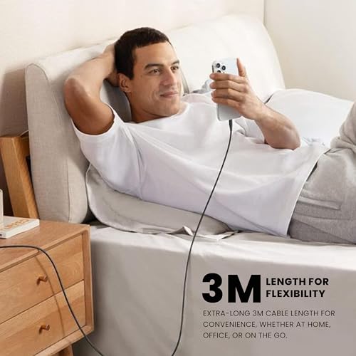 Image of Nextech USB A Male to Micro Sync & Charge Cable (3 Meter) | Fast Charging 3M Braided Micro USB Cable for Smartphones, Tablets & Other Micro USB Devices, Grey