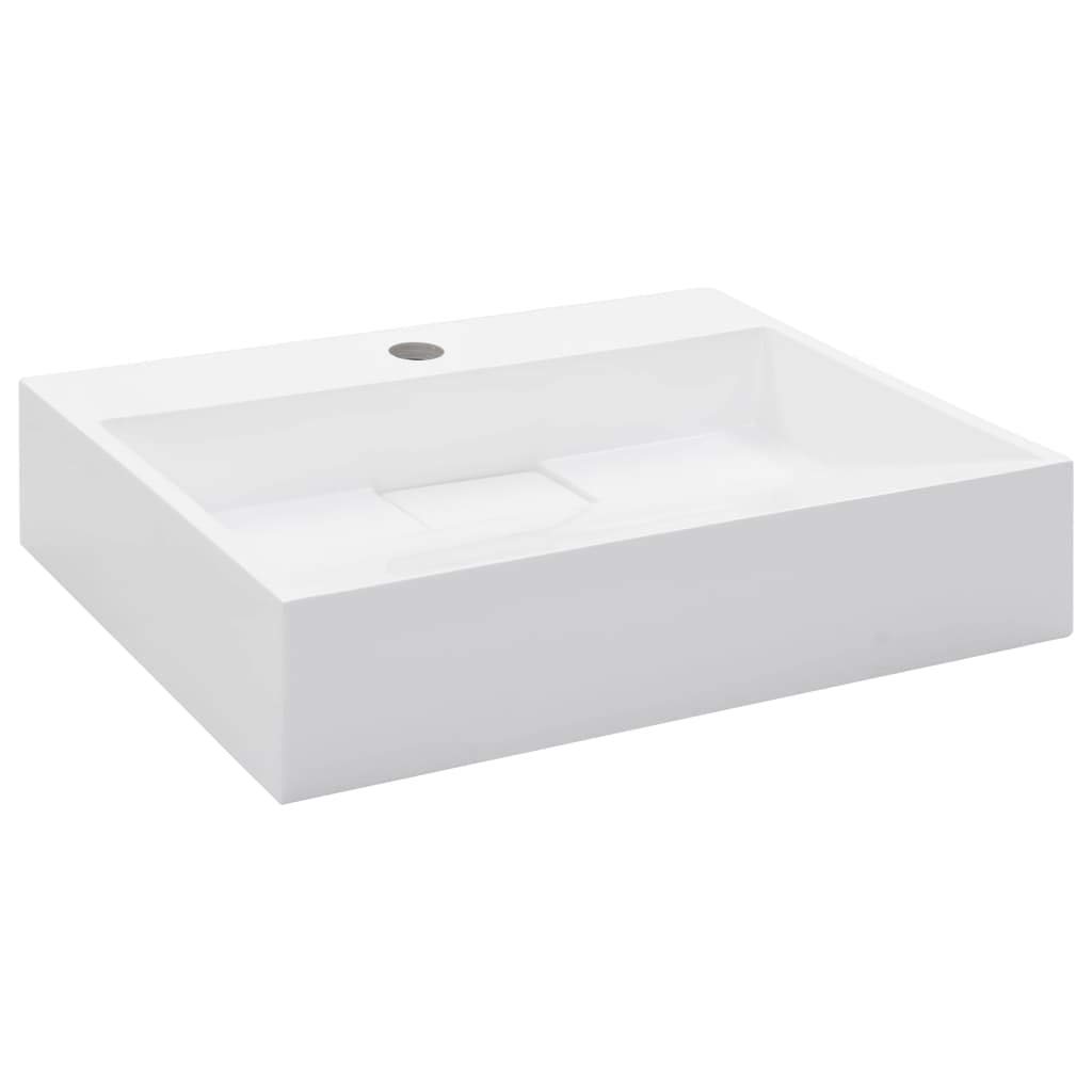 FESTNIGHT Lavabo Blanco 50 x 38 x 13 cm Lavabo sobre Encimera Resina Mineral