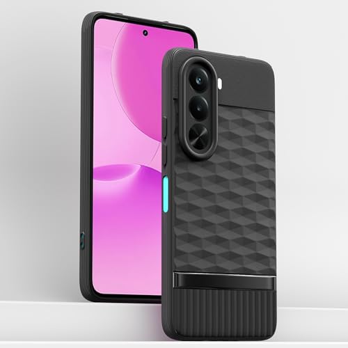 Image of Pikkme Back Cover for Realme P4x 5G Camera Protection 3D Hexa Cube Design Silicone Protective Bumper Case (Black)
