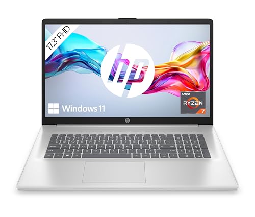 HP Laptop mit 17,3 Zoll FHD Display, AMD Ryzen 7 5700U, 16GB DDR4 RAM, 512 GB SSD, AMD Radeon-Grafik, Windows 11, QWERTZ...