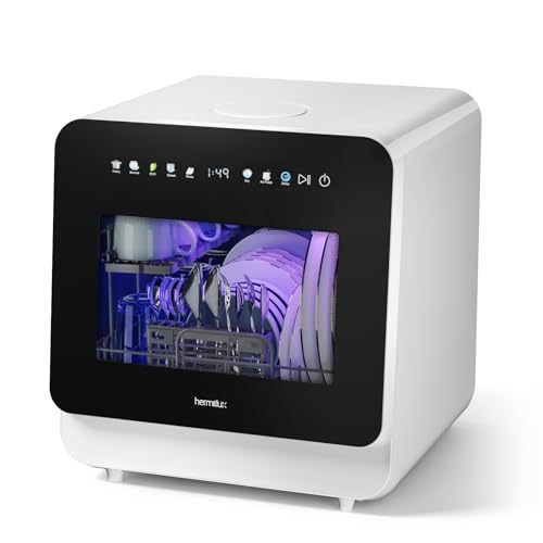 Hermitlux Countertop Dishwasher, 5 Place Settings Portable Dishwashers Mini