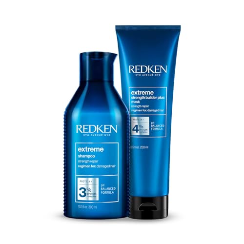 Image of Redken's Extreme Damage Repair Shampoo & Strength Builder Mask Combo| Infused With Protein & Anti-Breakage Treatment To Repair Weak, Dry, Damaged & Brittle Hair | For Men & Women