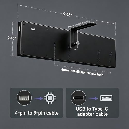 Image of MT-VIKI 9.2 Inch IPS PC Secondary Screen, 1920x462 Computer Hardware Monitor & Real-Time Temperature Display for Windows 7 64-Bit or above, USB-C /4 to 9 Pin CPU GPU RAM Data Monitor, NOT for Mac /Linux
