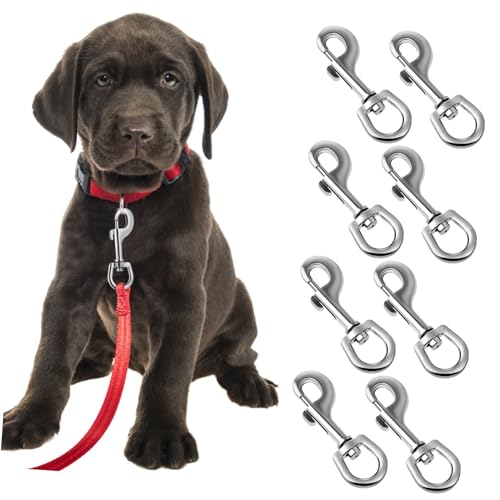 Cabilock 8 Pieces Bolt Snap Hooks for Dog Leash Stainless Steel Pet Leash Hooks Swivel Mechanism Long-Lasting and Weatherproof