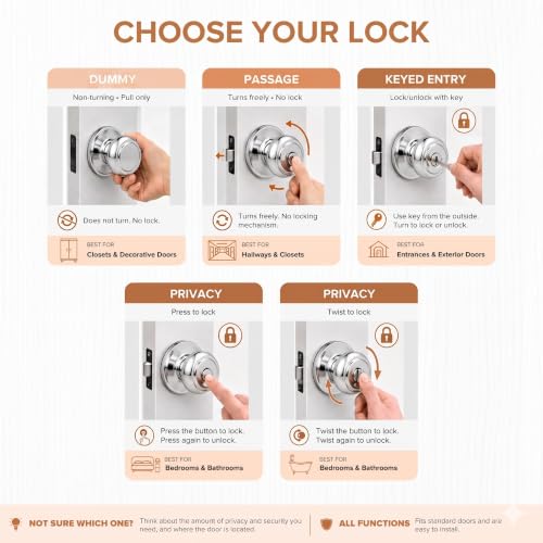 Copper Creek Polished Stainless Door Knobs - Round Colonial Knob, 1 Pack, Interior Passage Handle Perfect for Home Improvement - Fits All Standard Doors - Hallway, Closet, Bedroom, Bathroom by Copper Creek - Image 7