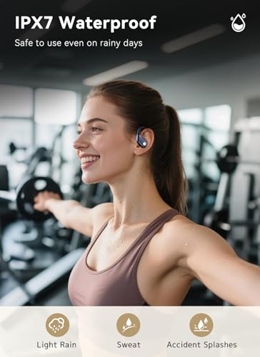 Image of jaddsa Wireless Earbuds, ANC Noise Cancelling Sport Ear Buds with Multifunctional Touch Screen, Bluetooth 5.4 Headphones, 5 EQ Over-Ear Earbuds for Sports /Workout /Gym-Dark Blue
