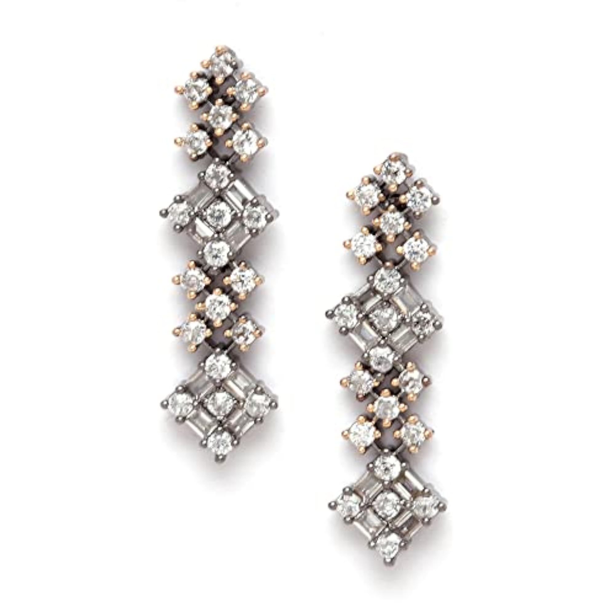 Rose Black American Diamond Square Jewellery Set
