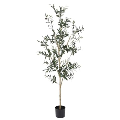 Olive Tree, 6 feet, Tall Artificial Tree, Green Fake Olive Tree, Realistic Silk Leaves and Fruits, Artificial Olive Trees, Indoor Decor Oliver Tree Cover