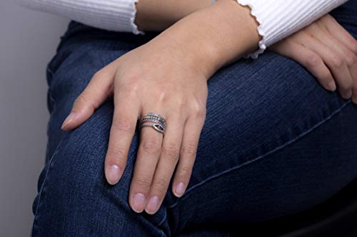 WILLOWBIRD Oxidized Sterling Silver Multi Pack Cubic Zirconia Stackable Eternity Ring for Women Set Evil Eye3