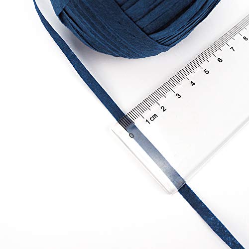 Image of NICEEC 3 Skeins Kraft Paper Yarn Raffia Yarn Soft Craft Ribbon Yarn Polyester Yarn for Crocheting DIY Weaving-Total Length 145mx3(158ydsx3, 50gx3)-Dark Blue
