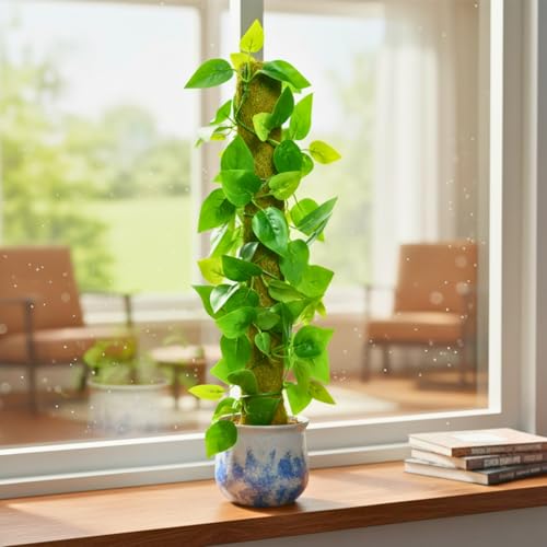 Image of fancymart Artificial Leaves Vine on Moss Stick 60 cm (Without Pot) | Decorative Indoor Plant for Home, Office, Cafe & Restaurant