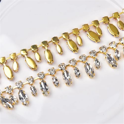 Chaîne en verre strass 8 mm d'exception sur base métal couture de luxe 45cm - 8