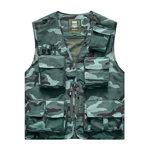 Image of Hbufnha Outdoor Fishing Hunting Vest Multi Pockets Work Cargo Jacket