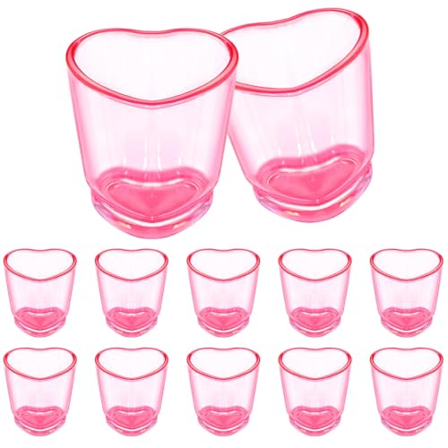 12 Pack Pink Shot Glass Set, Heart Shaped Shot Glasses Set 1.5 oz Plastic Shot Glass with Heavy Base, Shot Glasses for Whiskey, Spirits & Liquors Valentine's Day, Bachelor Party, Mother's Day Decor