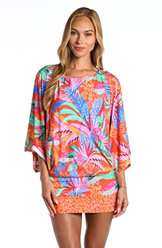 Sunshine 79 Women's Standard-Short Sleeve Tunic Cover Up Dress, Multi//Trippy