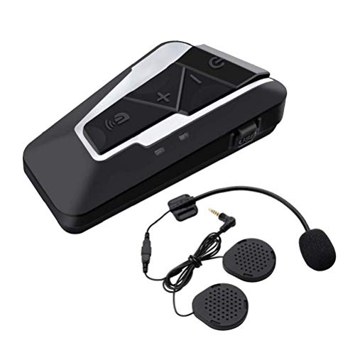 T9S Intercom Moto étanche Bluetooth Casque Oreillette Interphone pour Moto, Ski, Vélo, Voiture(1200M/ MP3/ GPS/Radio FM/ 350 Heures en Veille/Anti Bruit Casque/Full Duplex/Mains Libres) (1 Pack)
