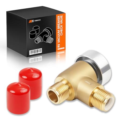 Rogierra RV Vacuum Breaker Check Valve 571-VAC-CHK-A Brass Backflow Preventer for RV Black Tank Flusher System - Fix Leaks Noise & Wet Floor Compatible with Model 571 1/2 Male Thread