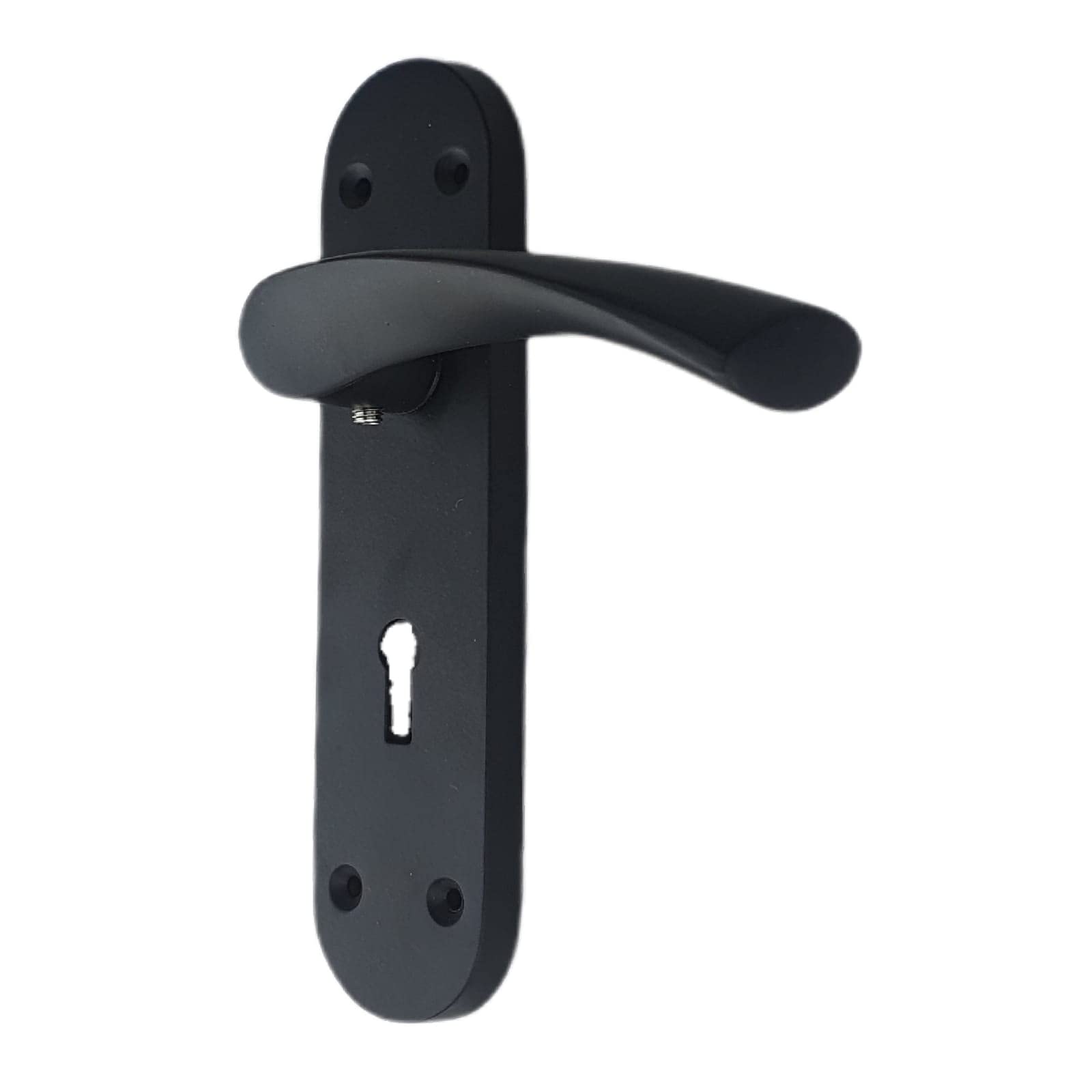 Golden Grace Astrid Lever Lock Door Handles On Backplate Matt Black Finish