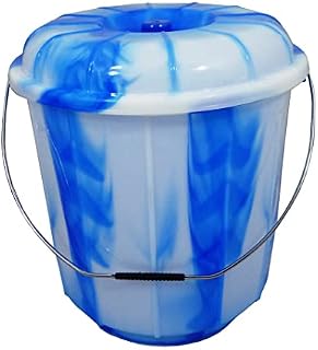 Blue 13 litres Large Tie Dye Design Plastic Bucket with Lid