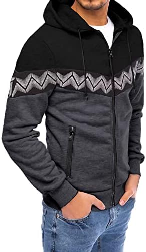 Herensweatshirt zonder capuchon, retro-print, gevoerd met fleece