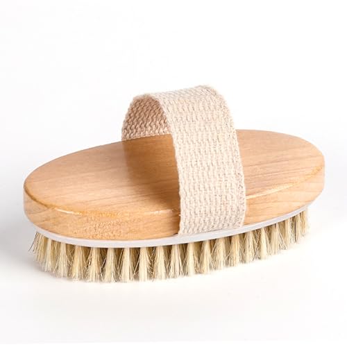 Spazzola Corpo a Secco Setole Naturali, Spazzola Dry Brushing Corpo per Massaggio Anticellulite e Tonificante, Uso Domestico e in Viaggio,1 pz