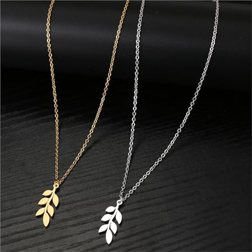 Collier en acier inoxydable feuille : idée cadeau pour fille