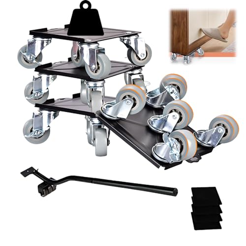 Kensbro Möbeltransportrollen, 5 Räder Möbelroller - 360° Rotation mit Feststellfunktion, Möbel Transportroller -1500kg Belastbarkeit, Möbeltransport Set für Möbel Verschieben