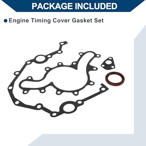 Image of Engine Timing Cover Gasket Set TCS45291 for Ford for Ranger 1990-2000 Chain Case Cover Gasket Long-lasting Sealing Metal 1 Set Black