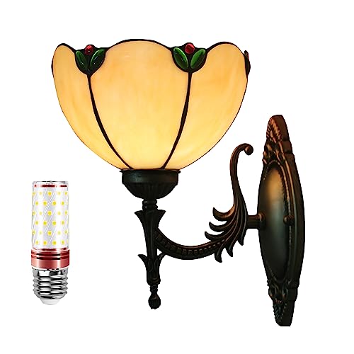 Uziqueif Appliques murales interieures, Lampe de Applique Murale de Style Tiffany, Lampe vitrail, Lampe Murale Interieur, Lampe de Chevet pour Salon,C