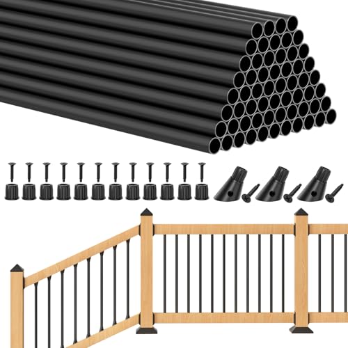 Balustres de terrasse en aluminium noir 66 cm BLIKA pour balustrade et escalier métal