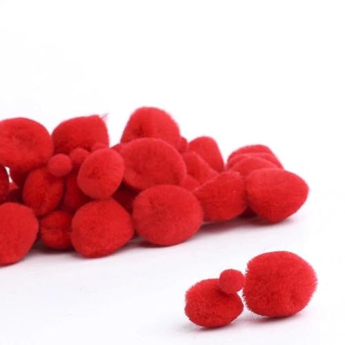 Fluffy All Red Assorted Sizes Craft Pom Poms - 960 Total Pom Poms