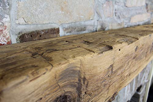 Modern Timber Craft Fireplace Mantel Shelf - Hand Hewn Wood Barn Beam - Authentic Reclaimed Wooden Rustic Shelving 48 Inches #TOP7
