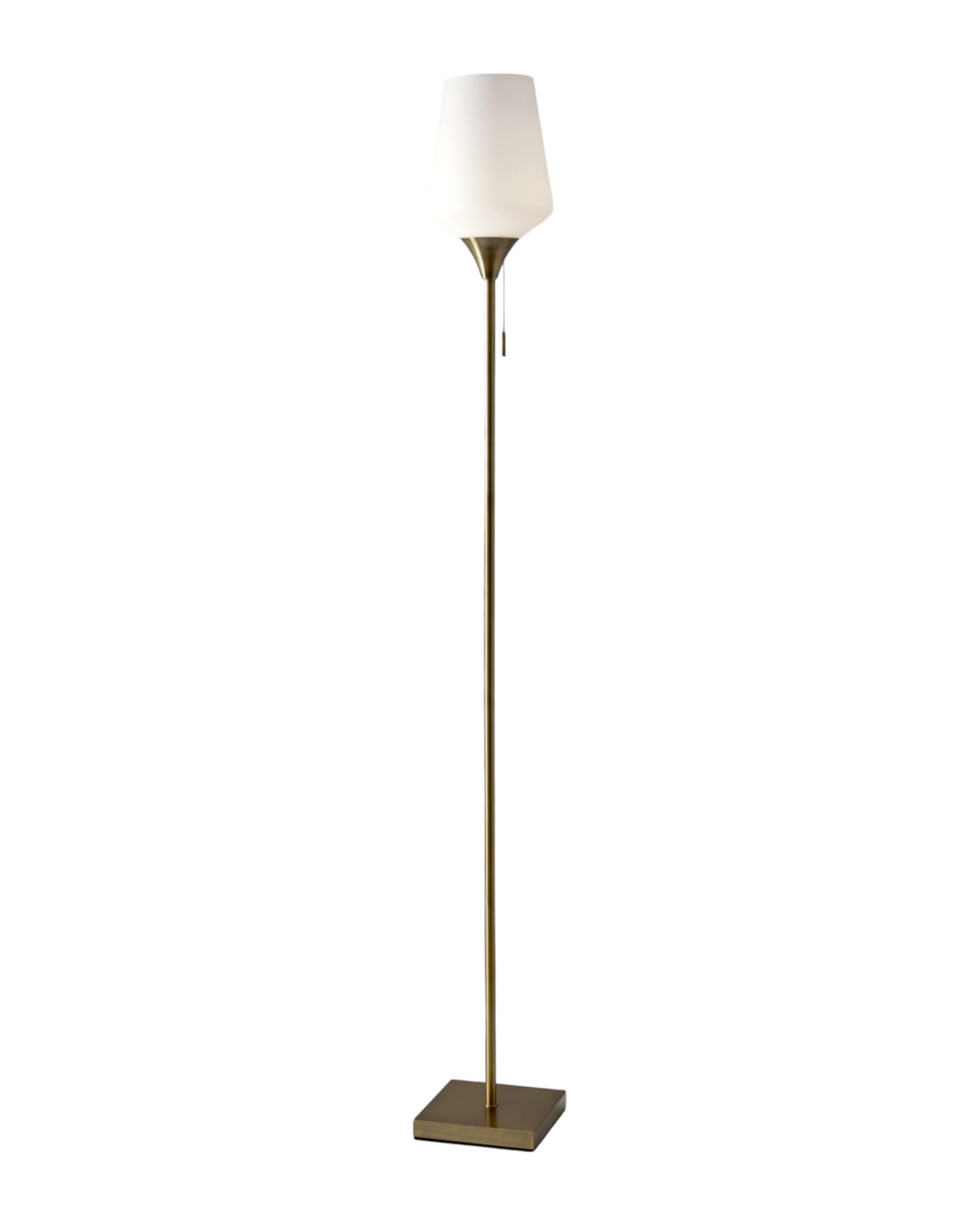 HomeRoots 71" Brass Metal Torchiere Floor Lamp with White Glass Novelty Shade